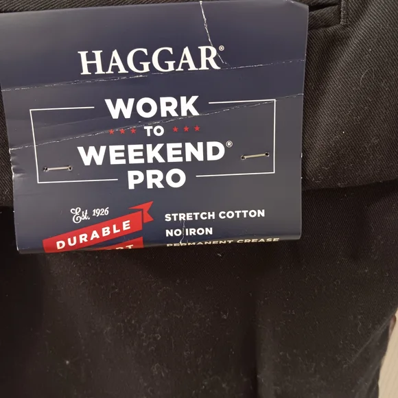 Haggar Black Pants/Slacks Brand New Men's Sz 42/30 Relaxed Fit 3 Inch Flex Waist - Picture 7 of 11